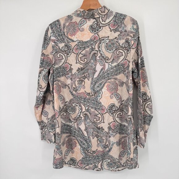 Chicos 2 No-Iron Paisley Button-Down Shirt Size large Womens tunic blouse - Picture 10 of 15